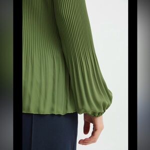 SOLD —-Olive Green Pleated Women's Top
